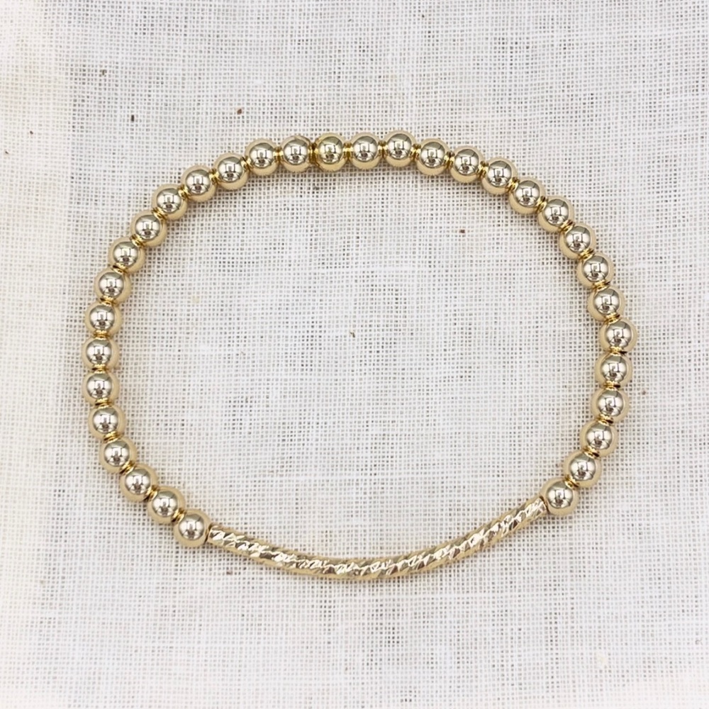 Gold Tube Beaded Bracelet